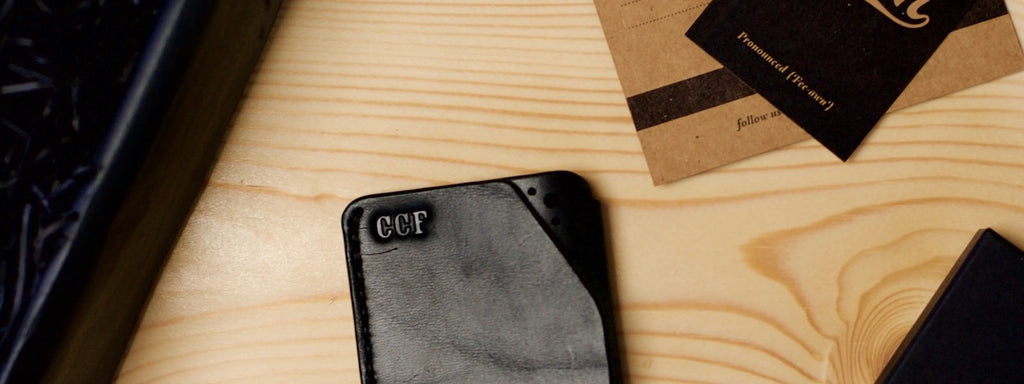 Initials embossed into our hand stitched card wallet. Made from full grain veg-tanned Italian leather.